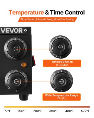 VEVOR Ηλεκτρικός Φούρνος Πίτσας 304.8mm, Εσωτερικός Φούρνος Πίτσας ...