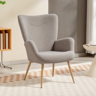 Πολυθρόνα Μοντέρνα με Υφασμάτινη Επένδυση Sherpa και Γέμιση με Ψηλή...