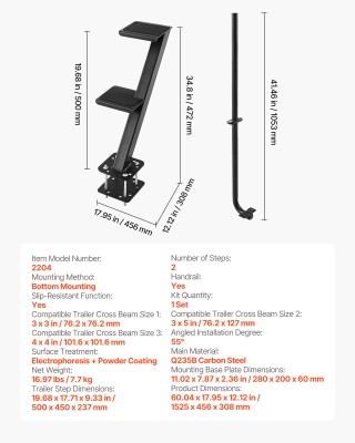 VEVOR Σκαλοπάτια Σκαφών - Βαρέως Τύπου Δίπλα Σκαλοπάτια Τρέιλερ με ... VEVOR Σκαλοπάτια Σκαφών - Βαρέως Τύπου Δίπλα Σκαλοπάτια Τρέιλερ με ...