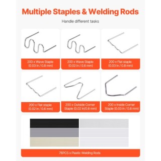 VEVOR Πλαστικό Συγκολλητικό Κιτ 220W με 1200 Συνδετήρες & 76 Ράβδου...