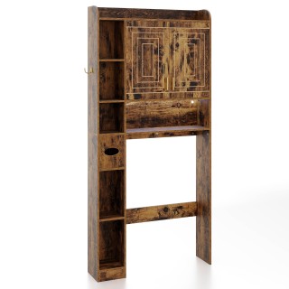 Costway Ντουλάπι Μπάνιου με 2 Πόρτες, 6 Ανοιχτά Ράφια και Θήκη Χαρτ...