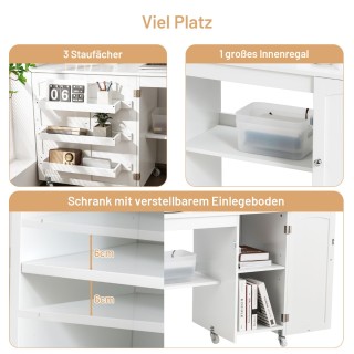 Costway Πτυσσόμενο Τραπέζι Ραπτικής Λευκό 158 x 50 x 75 cm HW66623WH+