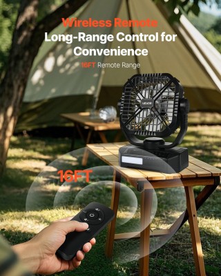 VEVOR Ηλιακός Ανεμιστήρας 10400mAh, Φορητός 20cm με Ηλιακό Πάνελ & ...