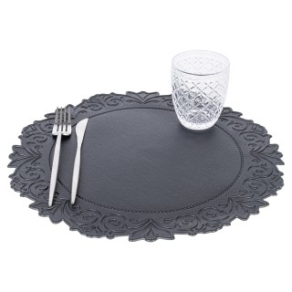 Villa dEste Home Σετ 6 τμχ Στρογγυλό μαύρο σουπλά PVC με άνθινο σχέ...