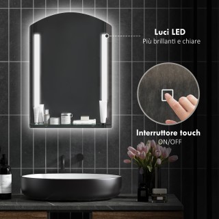 Kleankin  Καθρέφτης Μπάνιου με Ρυθμιζόμενο LED Φωτισμό σε 3 Χρώματα...