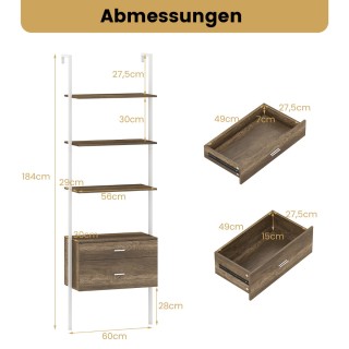 Costway Επιτοίχια Βιβλιοθήκη με 6 Ράφια και 2 Συρτάρια σε Γκρι Μετα... Costway Επιτοίχια Βιβλιοθήκη με 6 Ράφια και 2 Συρτάρια σε Γκρι Μετα...