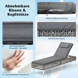 Ρατάν Ξαπλώστρα Κήπου με Ρυθμιζόμενη Πλάτη και Μαξιλάρι Κεφαλής 194... Ρατάν Ξαπλώστρα Κήπου με Ρυθμιζόμενη Πλάτη και Μαξιλάρι Κεφαλής 194...