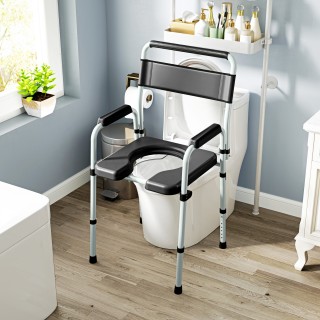 HOMCOM Πτυσσόμενη και ρυθμιζόμενη καρέκλα τουαλέτας με μπράτσα και... HOMCOM Πτυσσόμενη και ρυθμιζόμενη καρέκλα τουαλέτας με μπράτσα και...