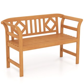 Costway Αδιάβροχο ξύλινο παγκάκι 2 θέσεων Rhombus από ακακία, έως 3...