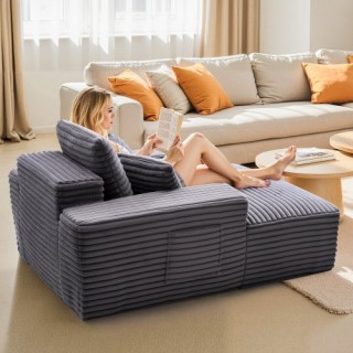 VEVOR Μοντέρνα Ταπετσαρισμένη Σεζλόνγκ 1240 mm με Μαξιλάρια για Σαλ...