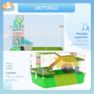 PawHut Κλουβί Χάμστερ 5 Επιπέδων με Σωλήνες Σπιτάκι Δοχείο και Τροχ...