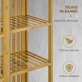 HOMCOM Ανοιχτή Ντουλάπα από Μπαμπού με 2 Συρόμενες Πόρτες Ανοιχτά Ρ...