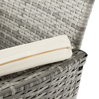 BAKAJI  Γκρι Καναπές Κήπου από Πολυρατάν με Γυάλινο Ράφι  02841522