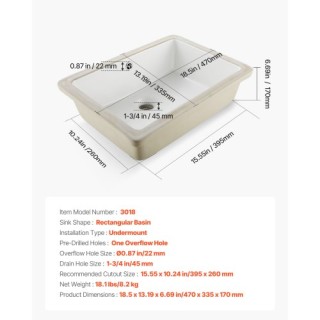 VEVOR Ορθογώνιος Λευκός Κεραμικός Νεροχύτης Μπάνιου Υποκατασκευής 4... VEVOR Ορθογώνιος Λευκός Κεραμικός Νεροχύτης Μπάνιου Υποκατασκευής 4...