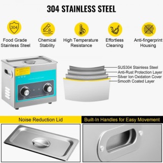 VEVOR Συσκευή Καθαρισμού Υπερήχων 40kHz 3L από Ανοξείδωτο Ατσάλι, ... VEVOR Συσκευή Καθαρισμού Υπερήχων 40kHz 3L από Ανοξείδωτο Ατσάλι, ...