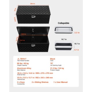 VEVOR Βαρέως Τύπου Μαύρο Αλουμινένιο Κουτί Εργαλείων για Φορτηγά 35...