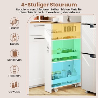 Costway Τροχήλατο Καρότσι Κουζίνας 4 Επιπέδων με Λαβή, 13 εκ. Λεπτό...