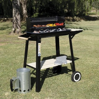 Galileo Ορθογώνιο μπάρμπεκιου από ανθρακούχο χάλυβα με ρόδες, αποσπ...