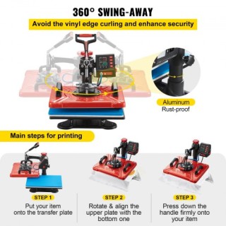 VEVOR Πρέσα Θερμότητας 12x15 10 σε 1 για Μπλουζάκια, Κούπες & Καπέλ... VEVOR Πρέσα Θερμότητας 12x15 10 σε 1 για Μπλουζάκια, Κούπες & Καπέλ...