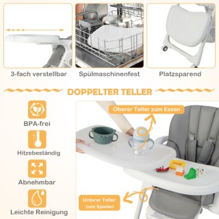 Costway Πτυσσόμενο Καρεκλάκι Μωρού με Αποθηκευτικό Καλάθι & Ρυθμιζό...