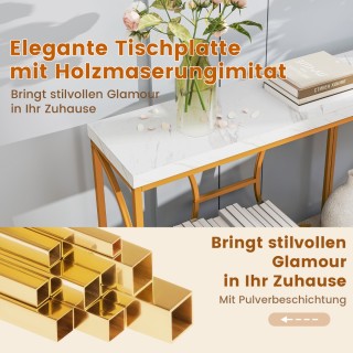 Costway Κομψό Τραπέζι Εισόδου με Χρυσό Μεταλλικό Πλαίσιο και Επιφάν...