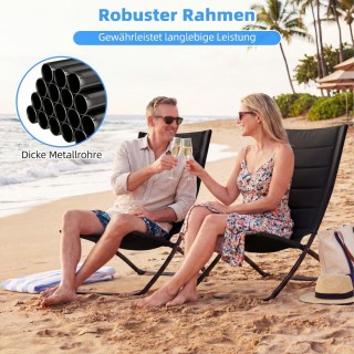 Costway Σετ 2 Πτυσσόμενες Καρέκλες Παραλίας με Μαξιλαρωτές Πλάτες &...