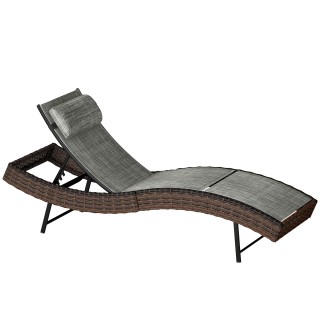 Outsunny Ξαπλώστρα Κήπου από Rattan σε Σχήμα S με Μαξιλάρι, 5 Θέσεω...