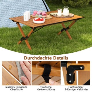 Πτυσσόμενο Τραπέζι Κάμπινγκ Αλουμινίου με Ξύλινη Όψη COSTWAY NP11006BN Πτυσσόμενο Τραπέζι Κάμπινγκ Αλουμινίου με Ξύλινη Όψη COSTWAY NP11006BN