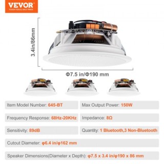 VEVOR 4 Ηχεία Οροφής Bluetooth 6.5 150W Εντοιχισμού DPXDYSQ65YCSYB2... VEVOR 4 Ηχεία Οροφής Bluetooth 6.5 150W Εντοιχισμού DPXDYSQ65YCSYB2...