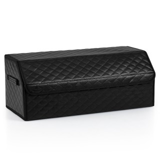 Costway Οργανωτής Πορτ-μπαγκάζ Αυτοκινήτου από Δέρμα με Καπάκι & Ευ...