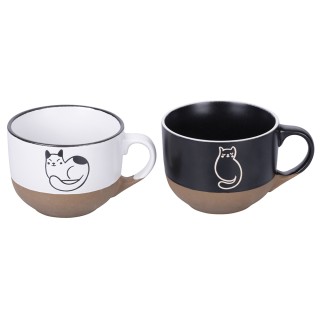 Villa DEste  Σετ από 2 τζάμπο κούπες 490 ml από κεραμικό με λαβή Ca...