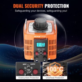 VEVOR 2000VA Μετασχηματιστής Τάσης 6.6A 0-300V Ρυθμιστής LCD CE  KB...