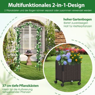 Costway  2 σε 1 Αψίδα Κήπου με Ζαρντινιέρα από Μέταλλο & PP Μαύρο Σ...