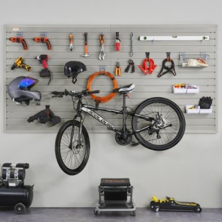 Πάνελ Slatwall VEVOR με Γάντζους, 4 ft x 1 ft Γκρι (Σετ 8) για Οργά...