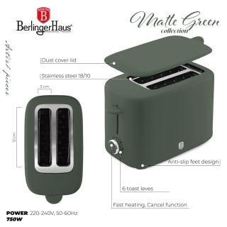 Berlinger Haus  Φρυγανιέρα με κάλυμμα 750W, Matte Green Collection ...