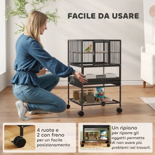 PawHut Κλουβί Πουλιών με Αφαιρούμενο Δίσκο, 48x46x83 εκ, Μαύρο D10-... PawHut Κλουβί Πουλιών με Αφαιρούμενο Δίσκο, 48x46x83 εκ, Μαύρο D10-...