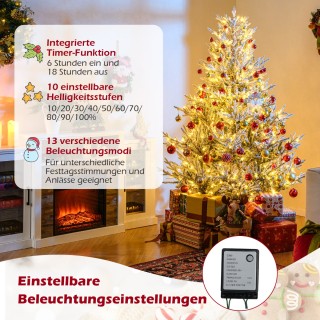 Costway 180 εκ Τεχνητό Χριστουγεννιάτικο Δέντρο με Φωτισμό & Χιόνι ...