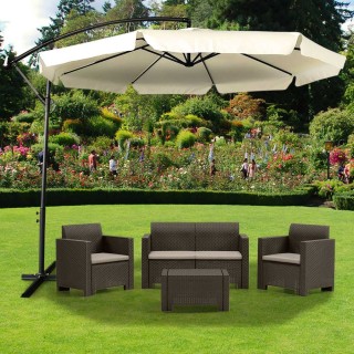 BAKAJI  Ομπρελόνι Κήπου Εκκεντρωμένο 3x3 Εκρού Ύφασμα με Κρεμαστό Κ...