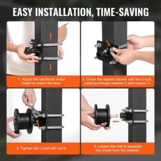 VEVOR  Κιτ Συρόμενης Πύλης με Τροχούς H-Σχήματος για Κονσόλα  HLHMP...