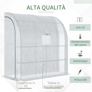Outsunny Τρίπατο Θερμοκήπιο με Κουρτίνες και Παράθυρα Ρολά, από PE ...