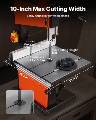 VEVOR Δίποδη Επιτραπέζια Ταινιοπρίονα 254 mm με Κινητήρα 373W και Ε...