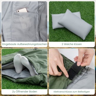 Costway Διπλός Υπνόσακος 2 σε 1 με 2 Μαξιλάρια 220 x 150 cm OP3650GN