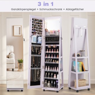 Costway Ντουλάπα Κοσμημάτων με Καθρέφτη και Ρυθμιζόμενα Ράφια - Μωβ...