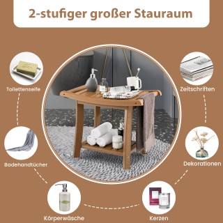 Costway Αδιάβροχο Σκαμπό Ντους με Καμπύλο Κάθισμα 60,5 x 34 x 48 cm...