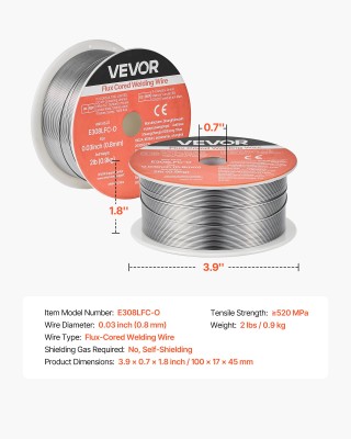 VEVOR Αυτόματη Συγκόλληση Inox, E308LFC-O, 0.8mm, 0.9kg MIGHSYXHSE3...