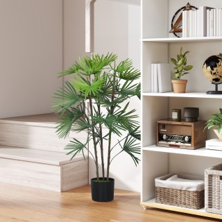 HOMCOM Τεχνητός Φοίνικας 90 cm με 24 Πράσινα Πλαστικά Φύλλα και Γλά...