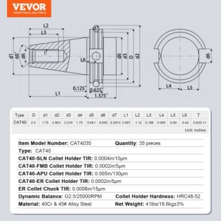 VEVOR Σετ Κολετών CAT40 ER16/32, 35 τεμ., με Βάσεις Εργαλείων SLN ... VEVOR Σετ Κολετών CAT40 ER16/32, 35 τεμ., με Βάσεις Εργαλείων SLN ...