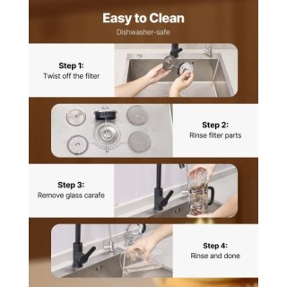 VEVOR Γαλλική Καφετιέρα 1L από Βοριοπυριτικό Γυαλί Ασημί BLKFYHBLYS...