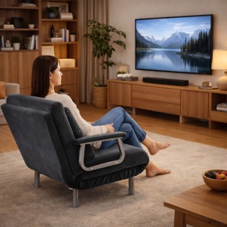 BAKAJI Καρέκλα Πολυθρόνα Κρεβάτι Μονό Ανακλινόμενη Γκρι Επένδυση απ... BAKAJI Καρέκλα Πολυθρόνα Κρεβάτι Μονό Ανακλινόμενη Γκρι Επένδυση απ...