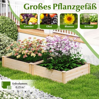 Costway Ξύλινη Τετράγωνη Ζαρντινιέρα για Κήπο, Γκαζόν, Βεράντα, Μπα...